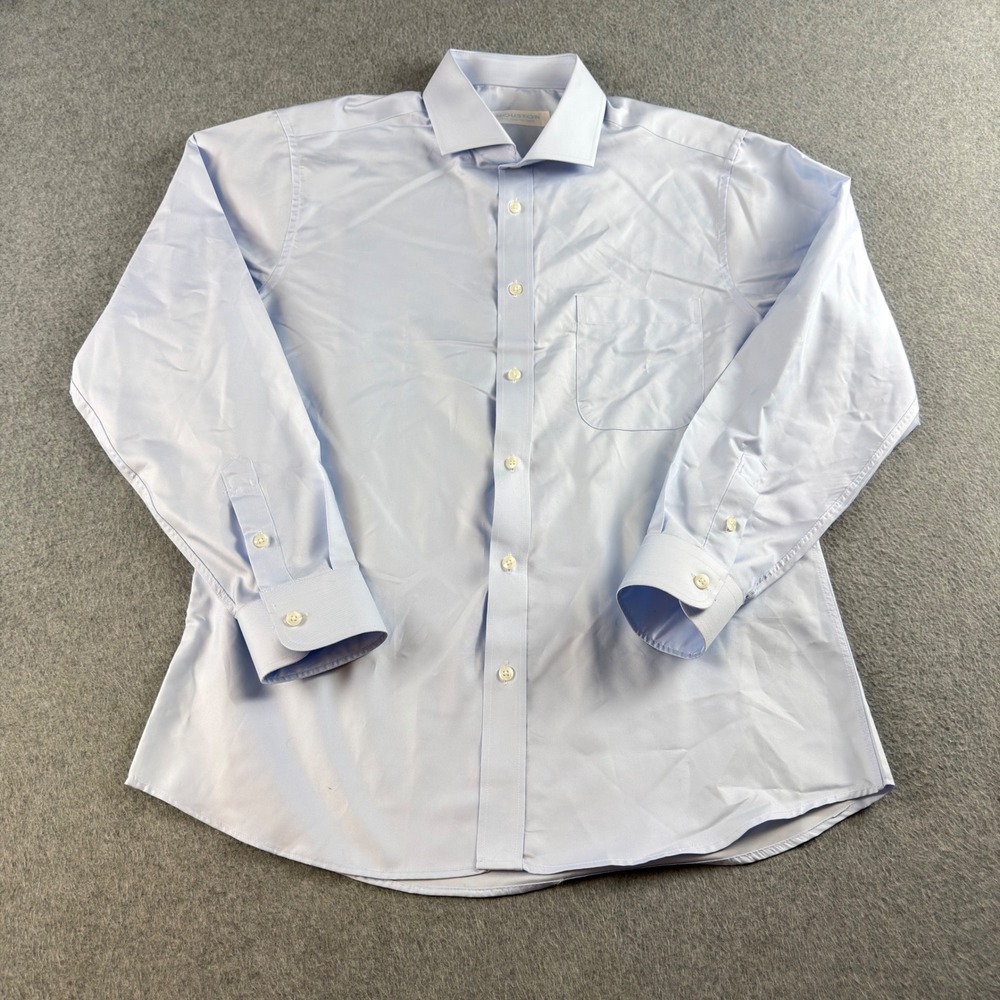 Houston Light Blue Dress Shirt Men's L 16 32/33 Convertible Cuffs Spread Collar